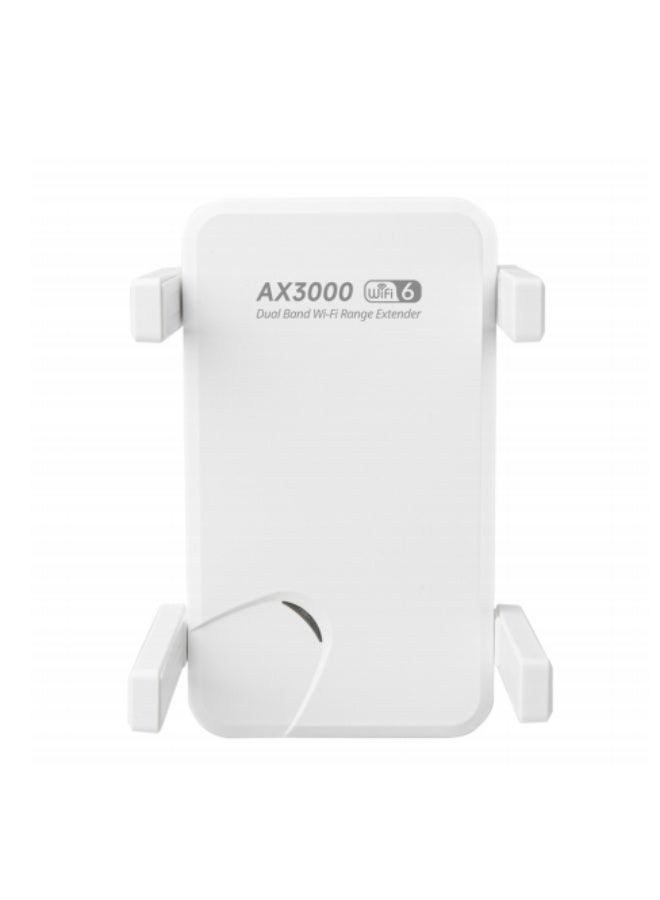 موسع نطاق شبكة الواي فاي بسرعة 3000 ميجابت في الثانية - معزز إشارة لاسلكي بقدرة اختراق الجدران، يغطي مساحة تصل إلى 5000 قدم مربع، سهل الإعداد، لون أبيض.